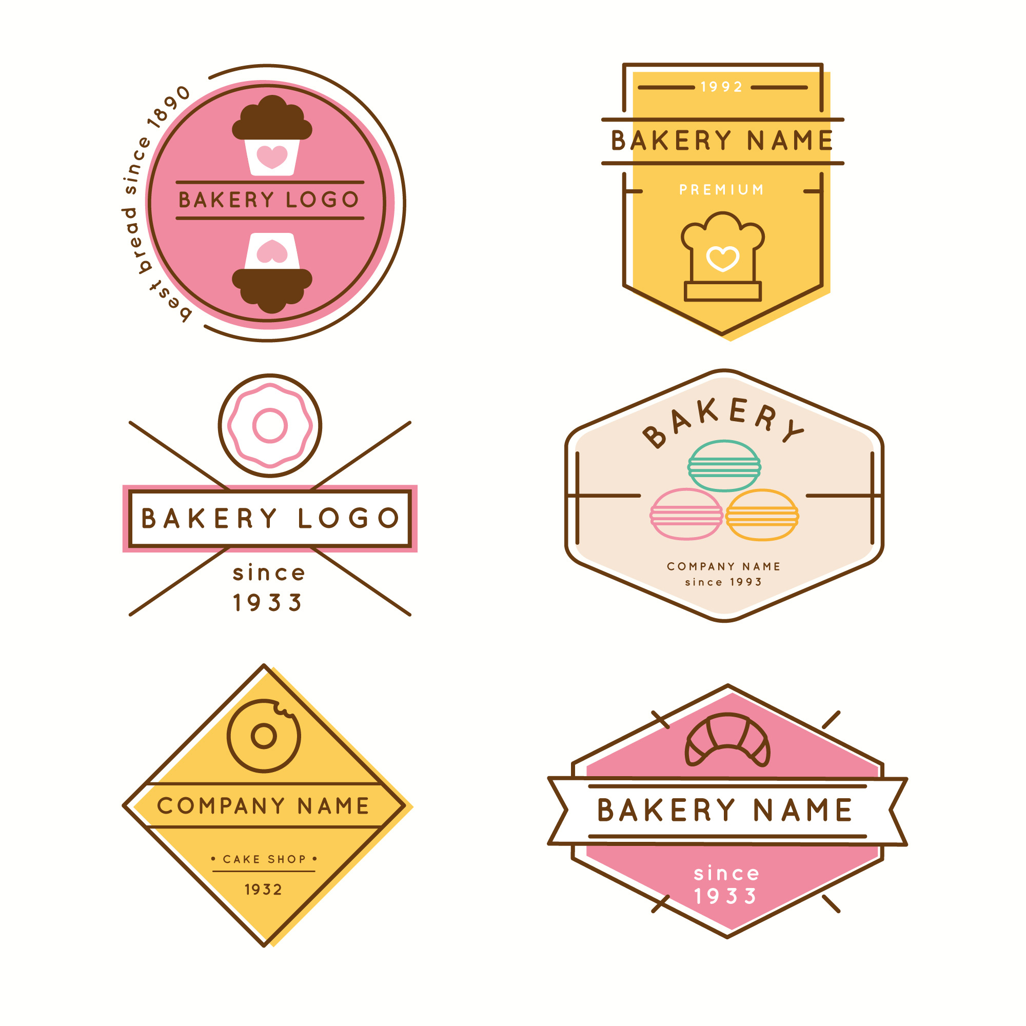 Abstract Bakery Logos Collection In Flat Style - The Great India Shop