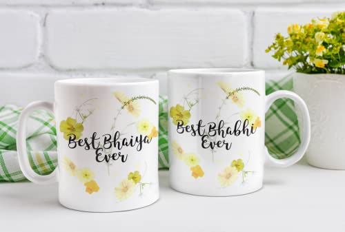 Buy Dezzbee Handsome Bhaiya Bhabhi Premium Printed Ceramic Coffee Mug  Birthday Anniversary Gift Gift Pack (Set of 2, Multicolor) 330 ml White  Online at Best Prices in India - JioMart.