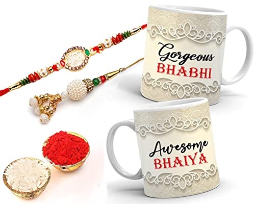 Buy Dezzbee Bhaiya Bhabhi Rakhi Gift - Premium Rakhi Mug for Brother and  Bhabhi Set of 2 Coffee Mugs - Rakhi Gift for Brother and Bhabhi - Birthday  Anniversary Gift for Bhaiya